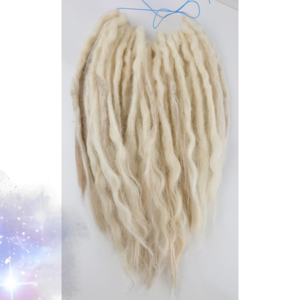 Short, Natural Wool Dreadlocks with Lux Ends